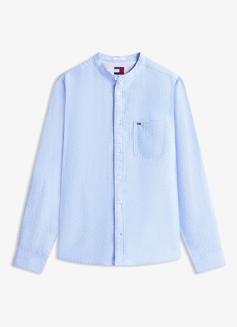 Tommy Hilfiger Heren Regular fit overhemd in linnenblend in de kleur Blauw