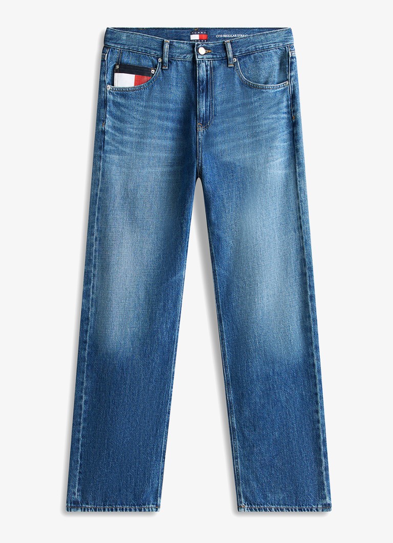 Tommy Hilfiger Heren Otis straight fit jeans met medium wassing in de kleur Denim