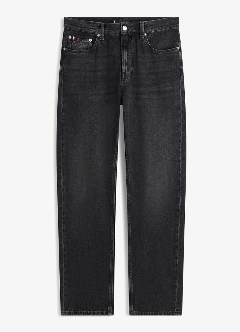 Tommy Hilfiger Heren Straight fit jeans met donkere wassing in de kleur Donkergrijs