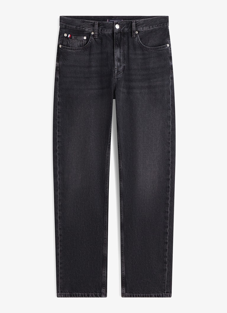 Tommy Hilfiger Heren Straight fit jeans met donkere wassing in de kleur Zwart
