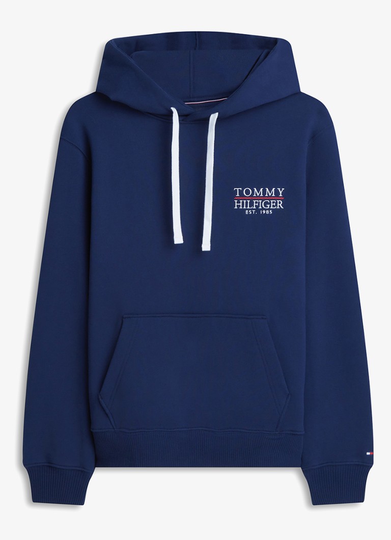 Tommy Hilfiger Heren Hoodie met logo in de kleur Donkerblauw