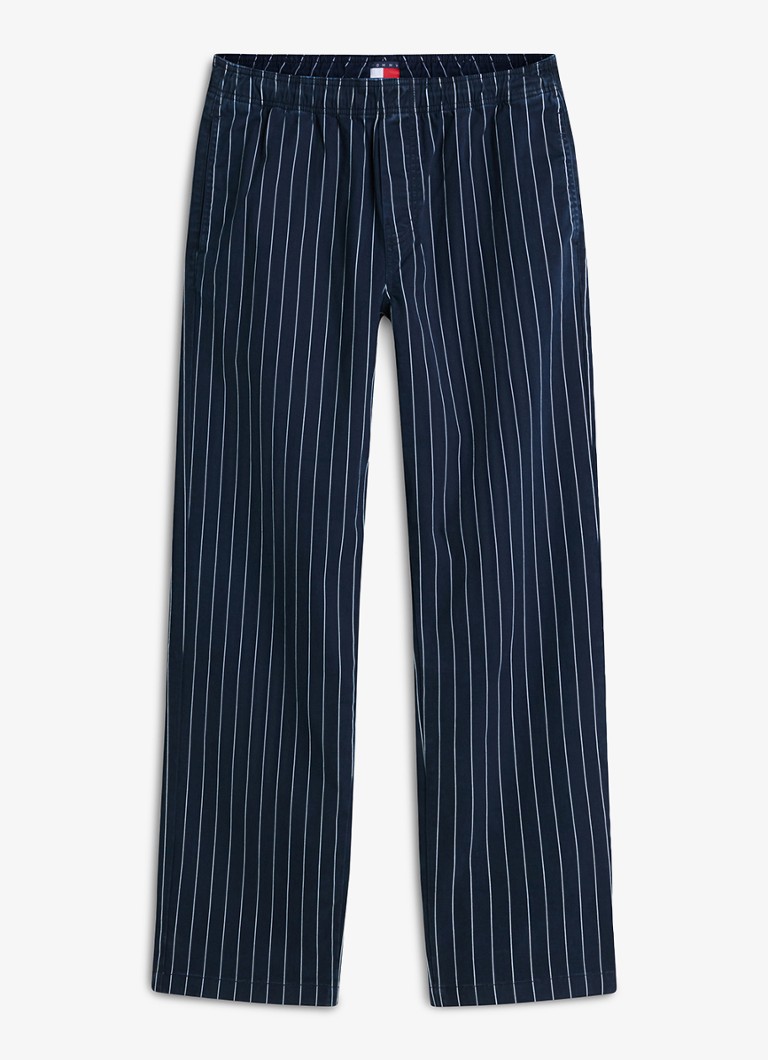 Tommy Hilfiger Heren Straight fit pantalon met krijtstreep in de kleur Donkerblauw