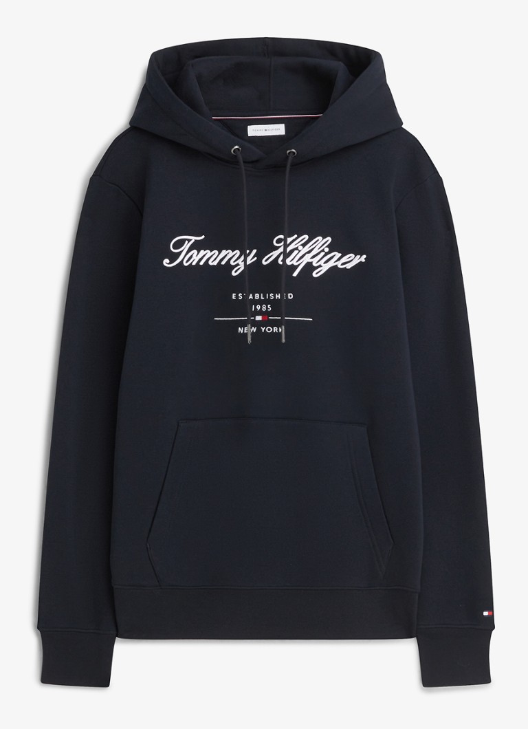 Tommy Hilfiger Heren Hoodie met logoprint in de kleur Donkerblauw