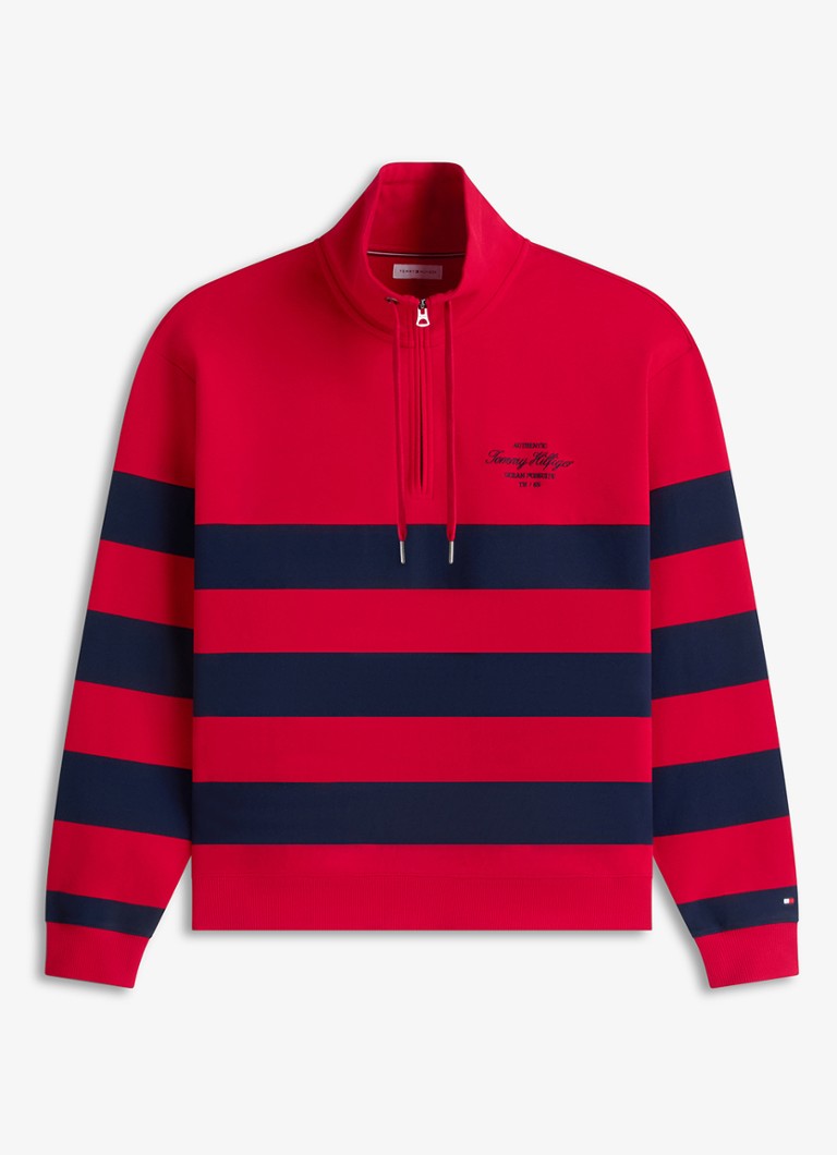 Tommy Hilfiger Heren Sweater met streepprint in de kleur Rood