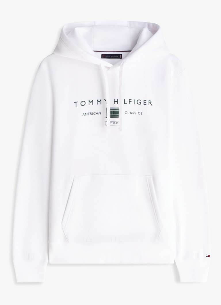 Tommy Hilfiger Heren Hoodie met logo in de kleur Wit