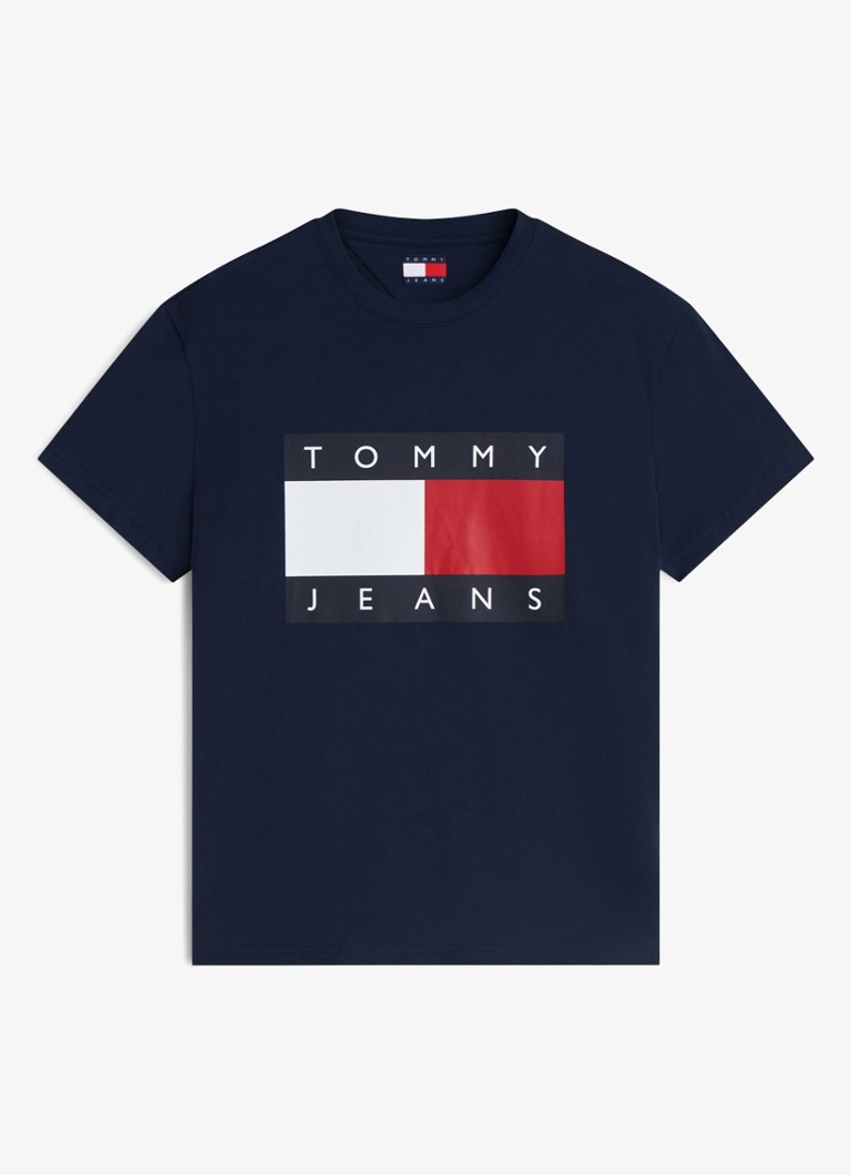Tommy Hilfiger Heren T-shirt met logo in de kleur Dark Night Navy-C1G