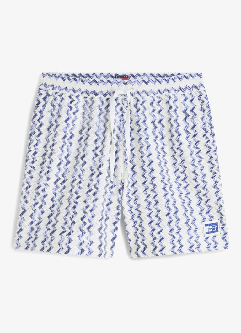 Tommy Hilfiger Heren Straight fit korte broek met grafische print in de kleur Blauw