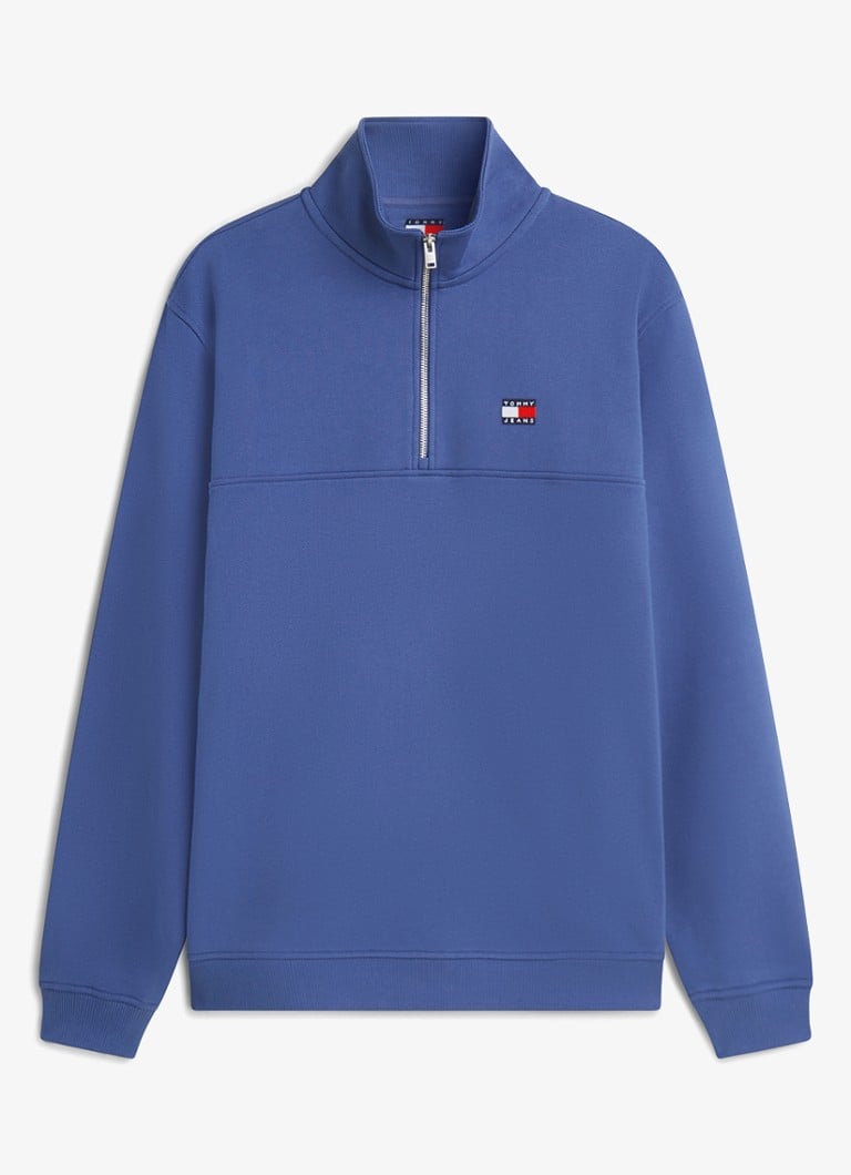 Tommy Hilfiger Heren Sweater met halve rits in de kleur Blauw