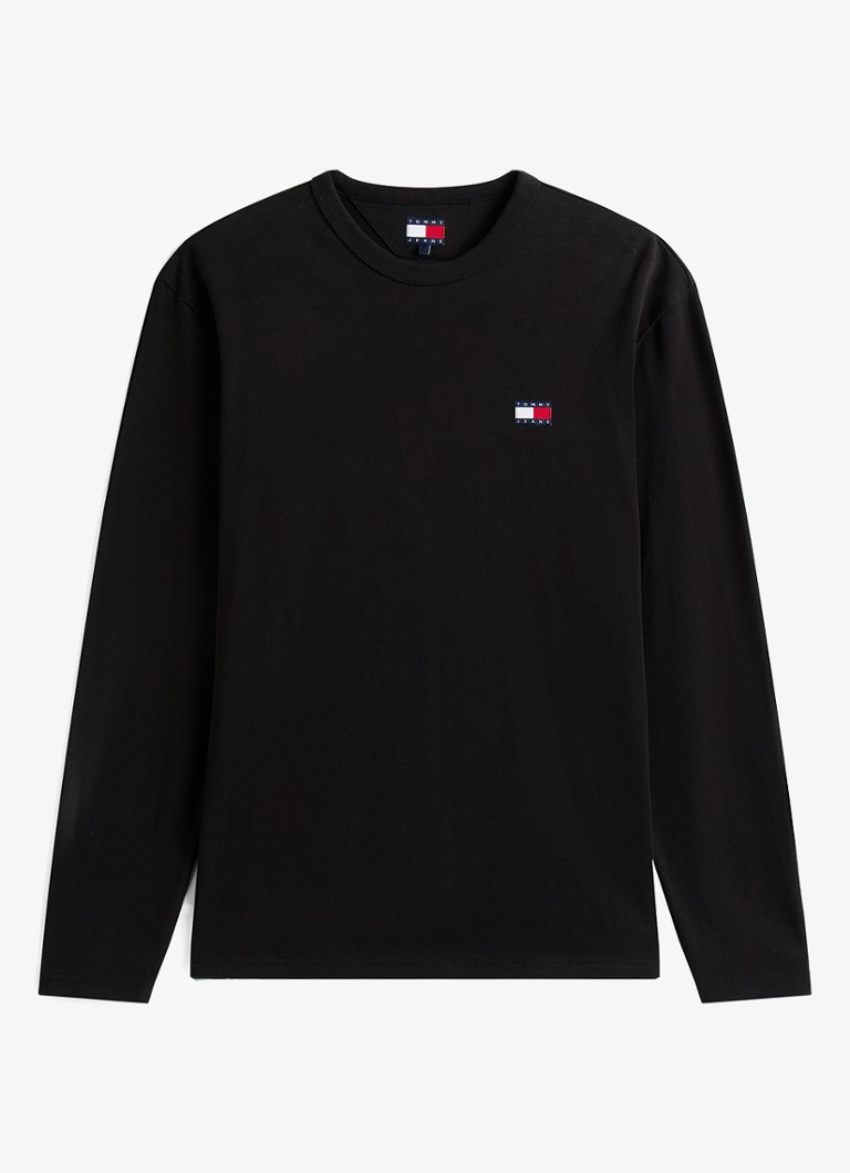 Tommy Hilfiger Heren Longsleeve met logo in de kleur Zwart