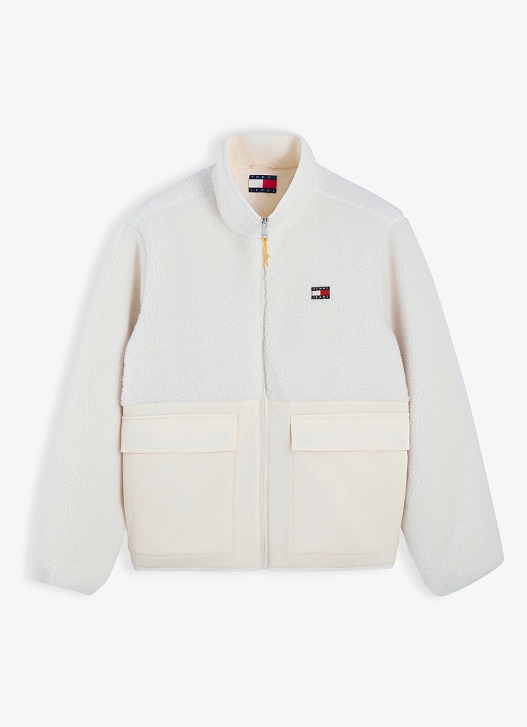 Tommy Hilfiger Heren Teddy jas met logoborduring in de kleur Creme