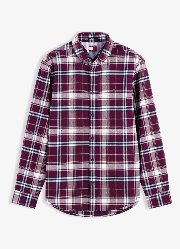 Tommy Hilfiger Heren Regular fit overhemd met ruitdessin in de kleur Rood