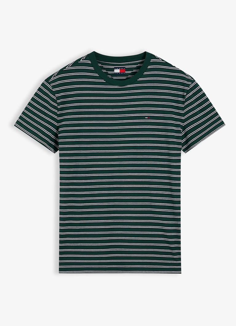 Tommy Hilfiger Heren T-shirt met streepdessin in de kleur Groen