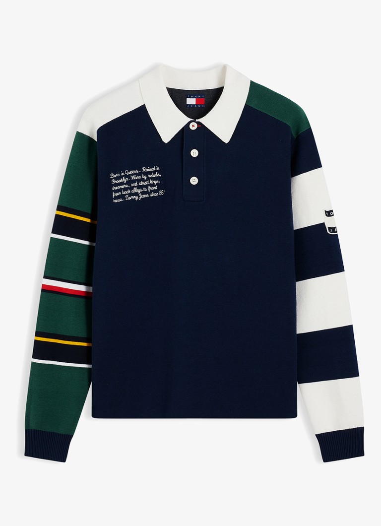 Tommy Hilfiger Heren Regular fit polo met streepprint en logo in de kleur Donkerblauw