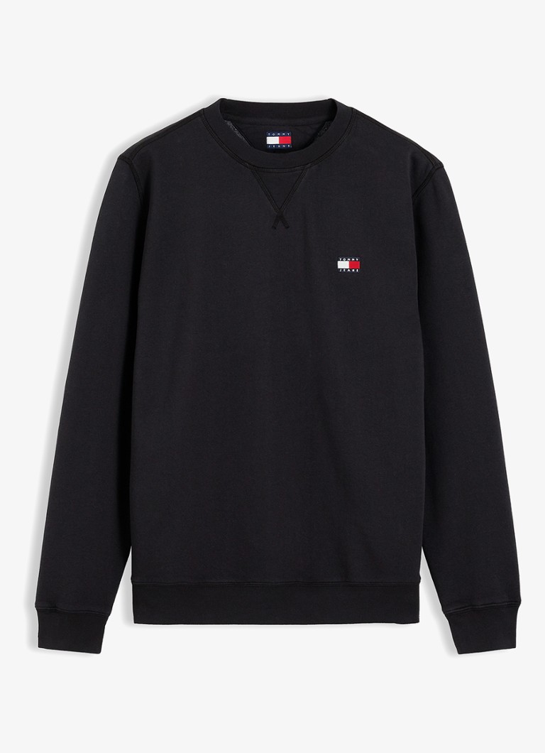 Tommy Hilfiger Heren Sweater met logoborduring in de kleur Zwart