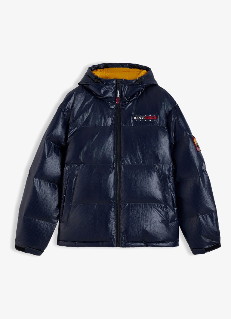 Tommy Hilfiger Heren Alaska puffer met donsvulling en glanzende finish in de kleur Donkerblauw
