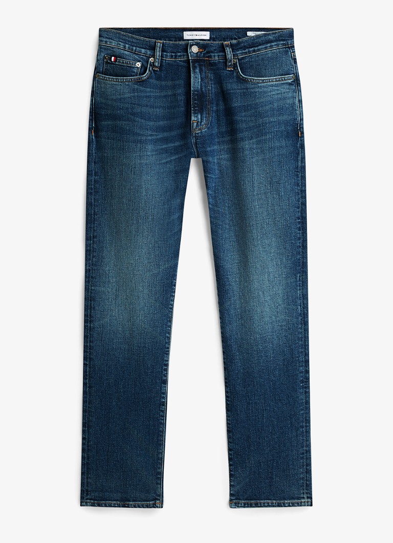 Tommy Hilfiger Heren Denton slim-straight fit jeans met medium wassing in de kleur Indigo
