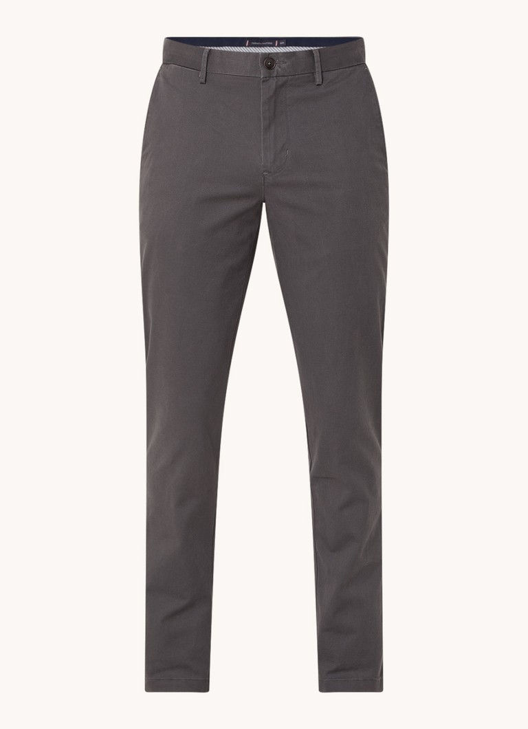 Tommy Hilfiger Heren 1985 Bleecker slim fit chino in katoenblend in de kleur Donkergrijs