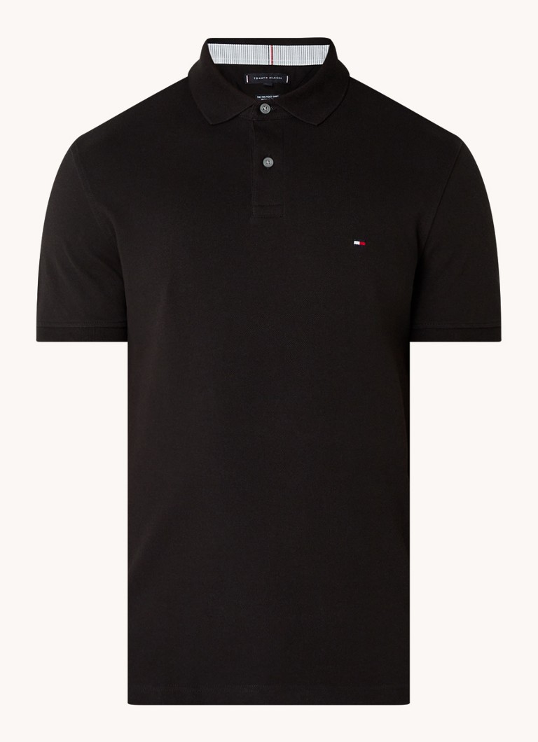 Tommy Hilfiger Heren Core regular fit polo van piqué katoen met logoborduring in de kleur Black / zwart