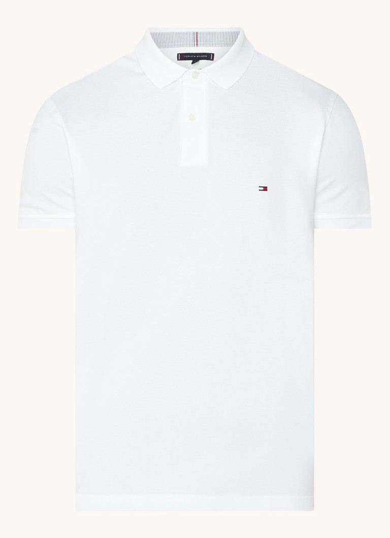 Tommy Hilfiger Heren Core regular fit polo van piqué katoen met logoborduring in de kleur White / wit