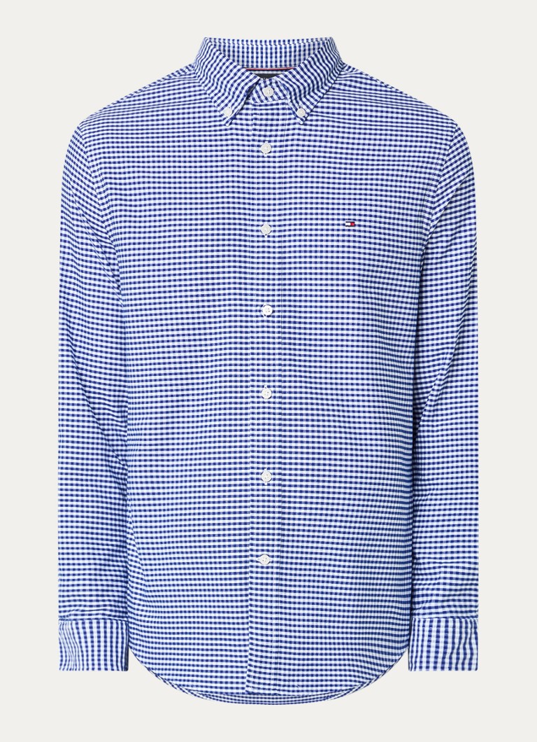 Tommy Hilfiger Heren Heritage regular fit overhemd met ruitdessin en logoborduring in de kleur Royalblauw
