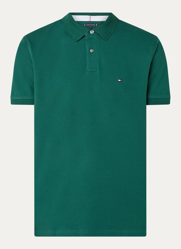 Tommy Hilfiger Heren Core regular fit polo van piqué katoen met logoborduring in de kleur Ornamental Green-L6K / Groen