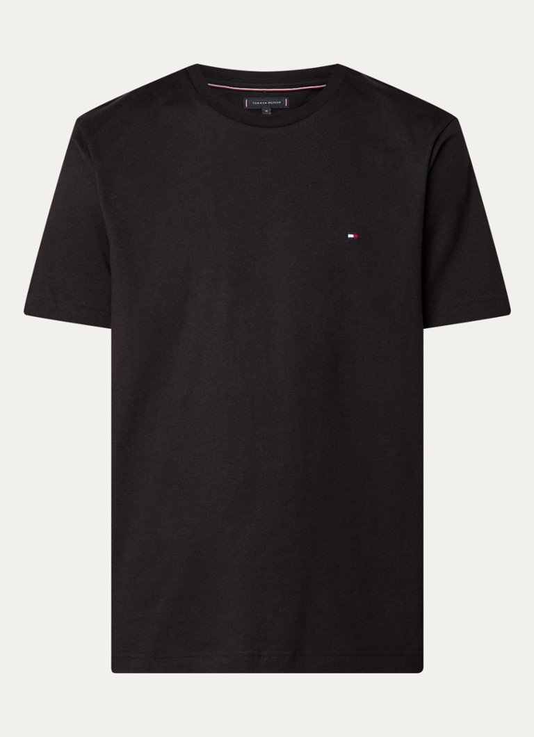 Tommy Hilfiger Heren T-shirt met logo in de kleur Zwart