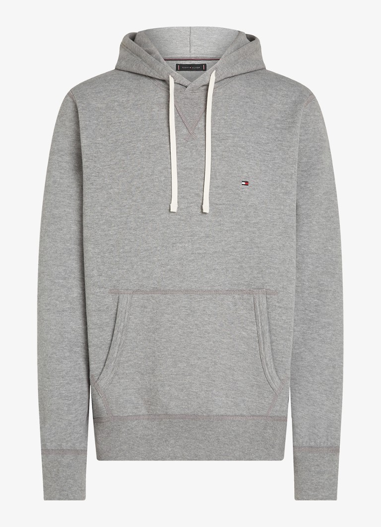 Tommy Hilfiger Heren Essential hoodie met logoborduring in de kleur Grijsmele