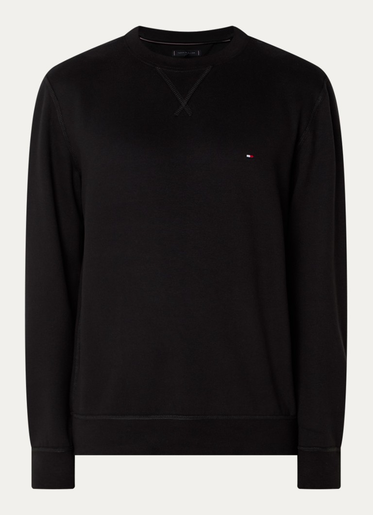 Tommy Hilfiger Heren Sweater met logoborduring in de kleur Zwart