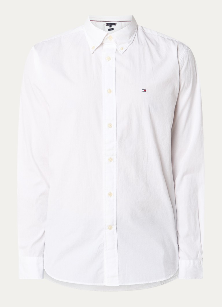 Tommy Hilfiger Heren TH Flex regular fit overhemd met logo in de kleur Wit