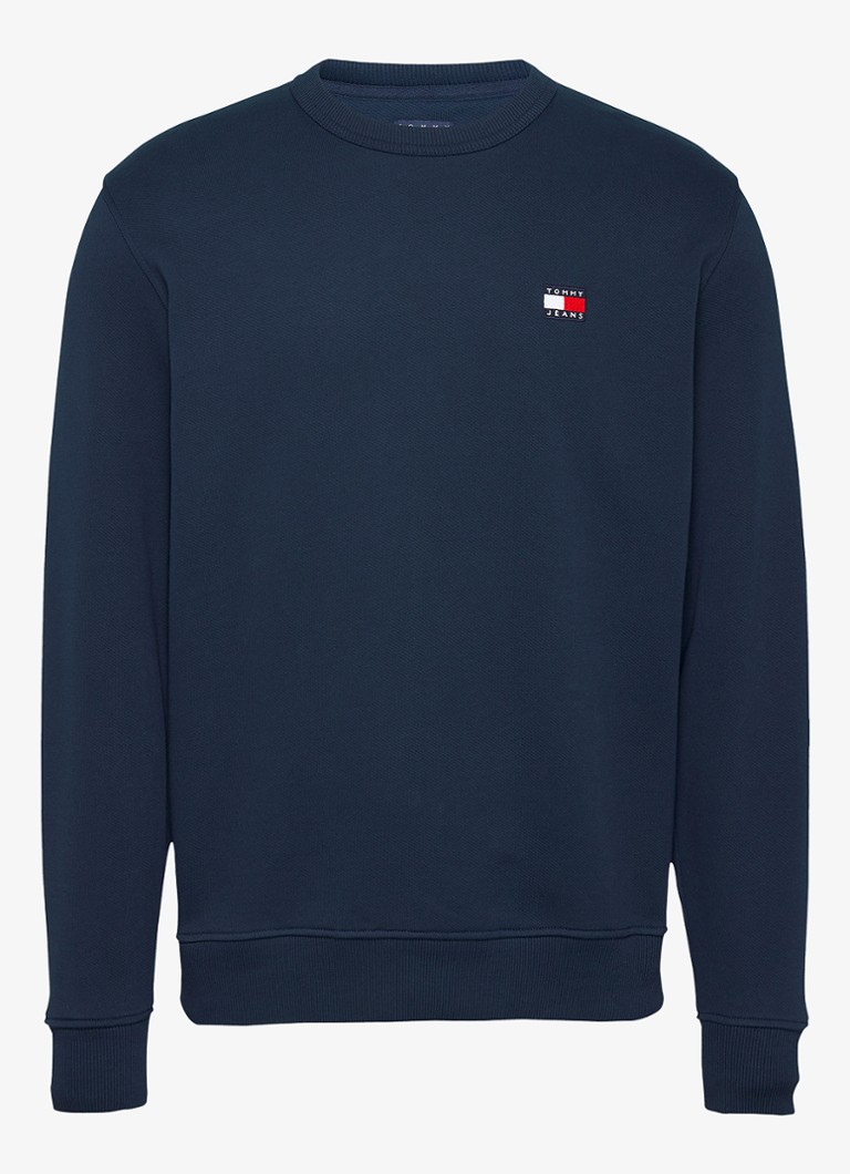 Tommy Hilfiger Heren Sweater met logoborduring in de kleur Donkerblauw