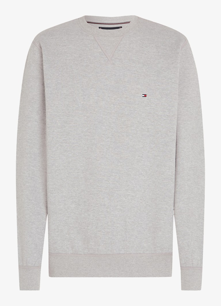 Tommy Hilfiger Heren Sweater met logoborduring in de kleur Grijsmele