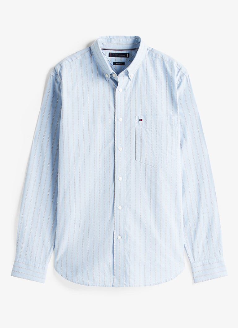 Tommy Hilfiger Heren Oxford regular fit overhemd met streepprint in de kleur Lichtblauw