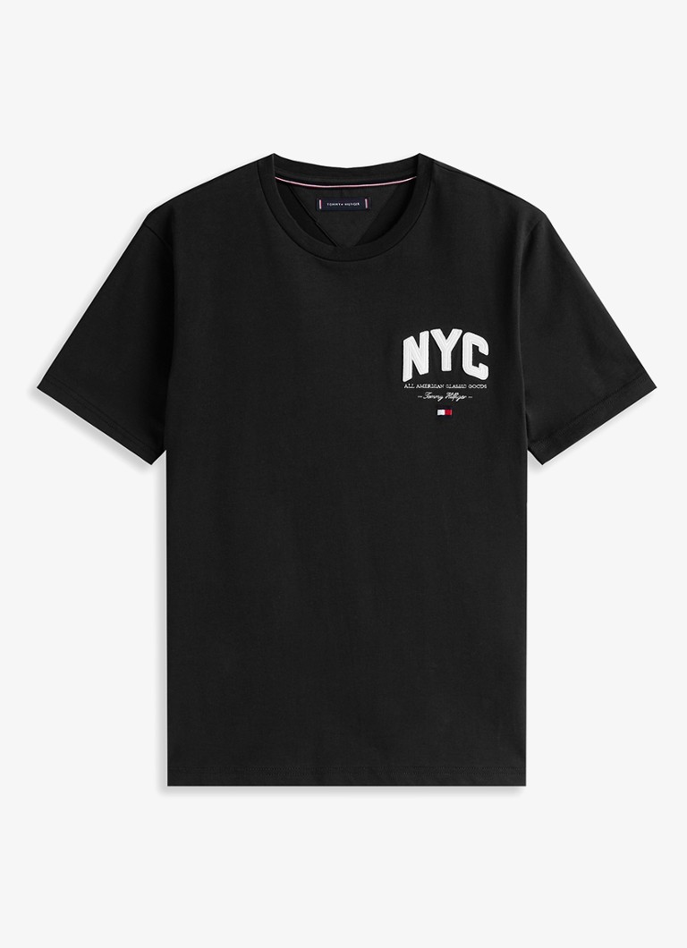 Tommy Hilfiger Heren T-shirt met logo in de kleur Zwart