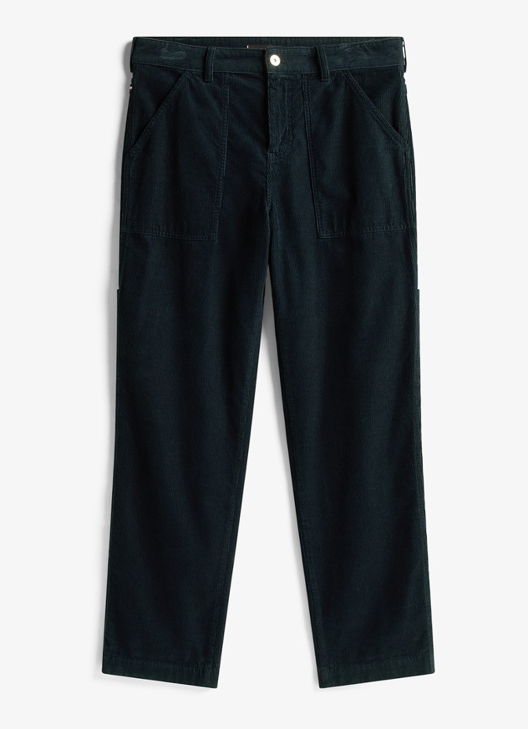 Tommy Hilfiger Heren Straight fit chino van corduroy in de kleur Donkerblauw