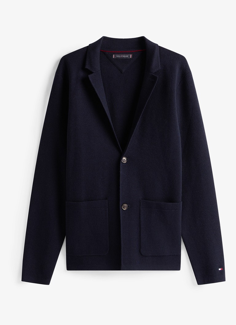 Tommy Hilfiger Heren Fijngebreid vest in wolblend in de kleur Blauw