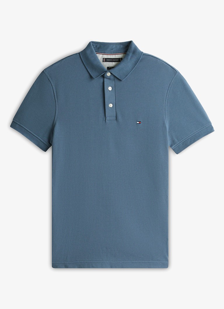 Tommy Hilfiger Heren 1985 slim fit polo met logoborduring in de kleur Aegean sea / blauw