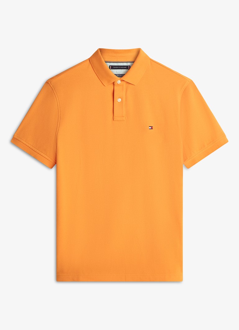 Tommy Hilfiger Heren Core regular fit polo van piqué katoen met logoborduring in de kleur Orange Tulip