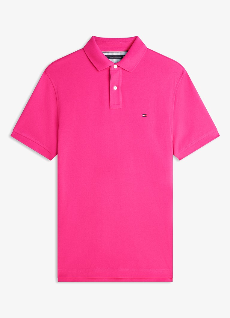 Tommy Hilfiger Heren Core regular fit polo van piqué katoen met logoborduring in de kleur Eccentric Magenta
