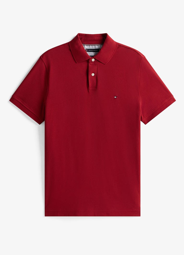 Tommy Hilfiger Heren Core regular fit polo van piqué katoen met logoborduring in de kleur Regatta Red-XIT / Rood