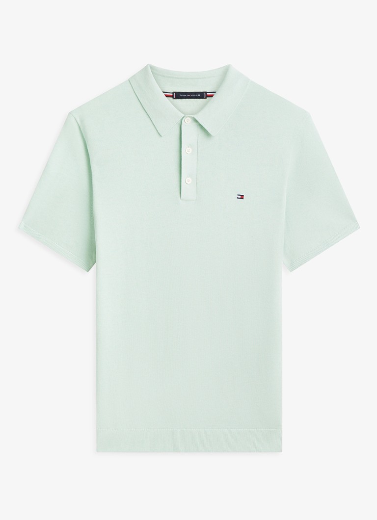Tommy Hilfiger Heren Regular fit polo met logoborduring in de kleur Mint