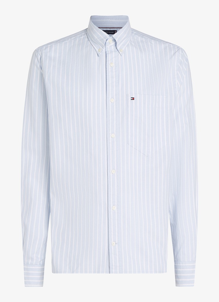Tommy Hilfiger Heren Regular fit overhemd met streepprint en borstzak in de kleur Lichtblauw