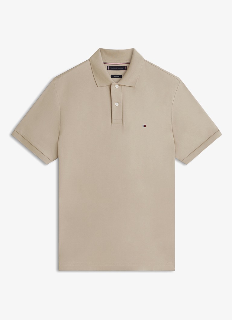 Tommy Hilfiger Heren Regular fit polo met logo in de kleur Donkerbeige