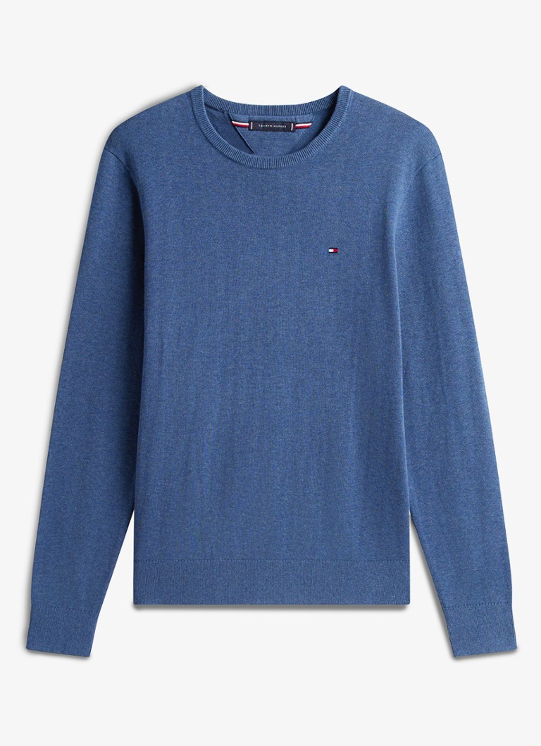 Tommy Hilfiger Heren Pullover met logo in de kleur Donkerblauw