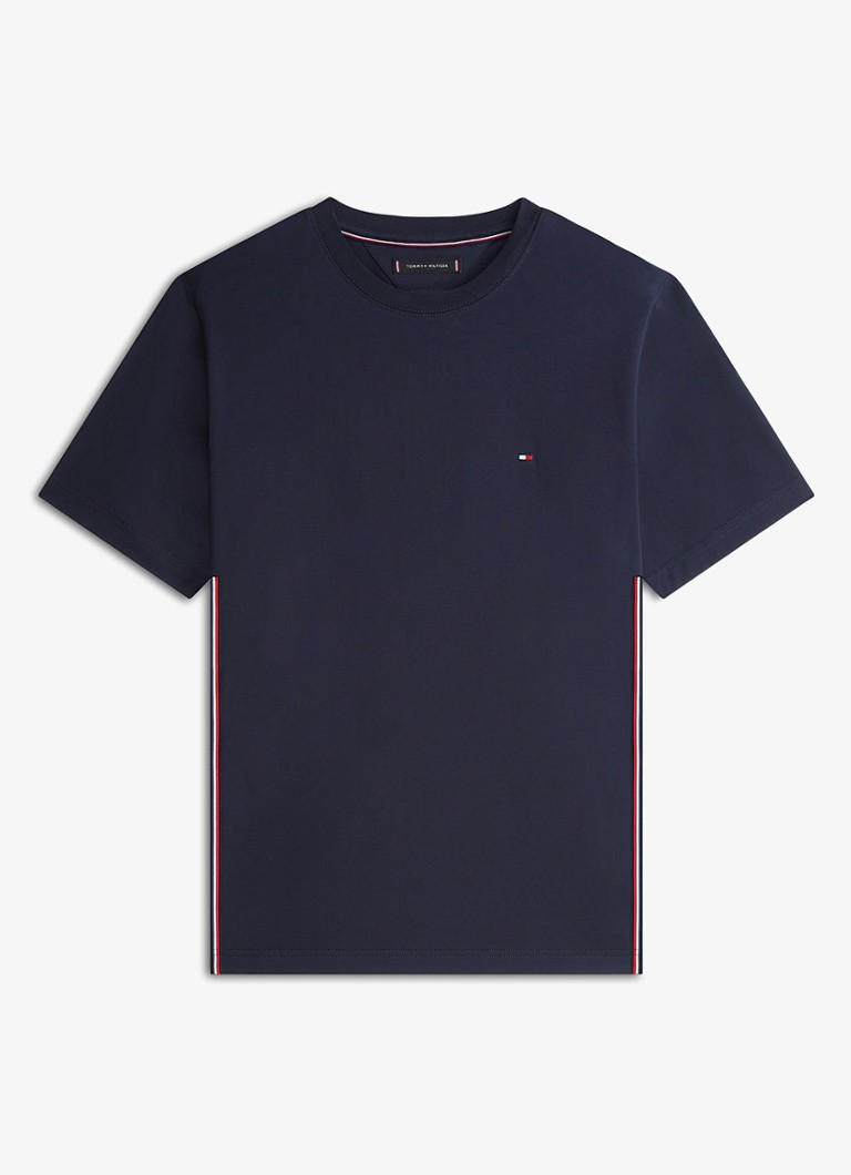 Tommy Hilfiger Heren T-shirt met logoborduring in de kleur Donkerblauw