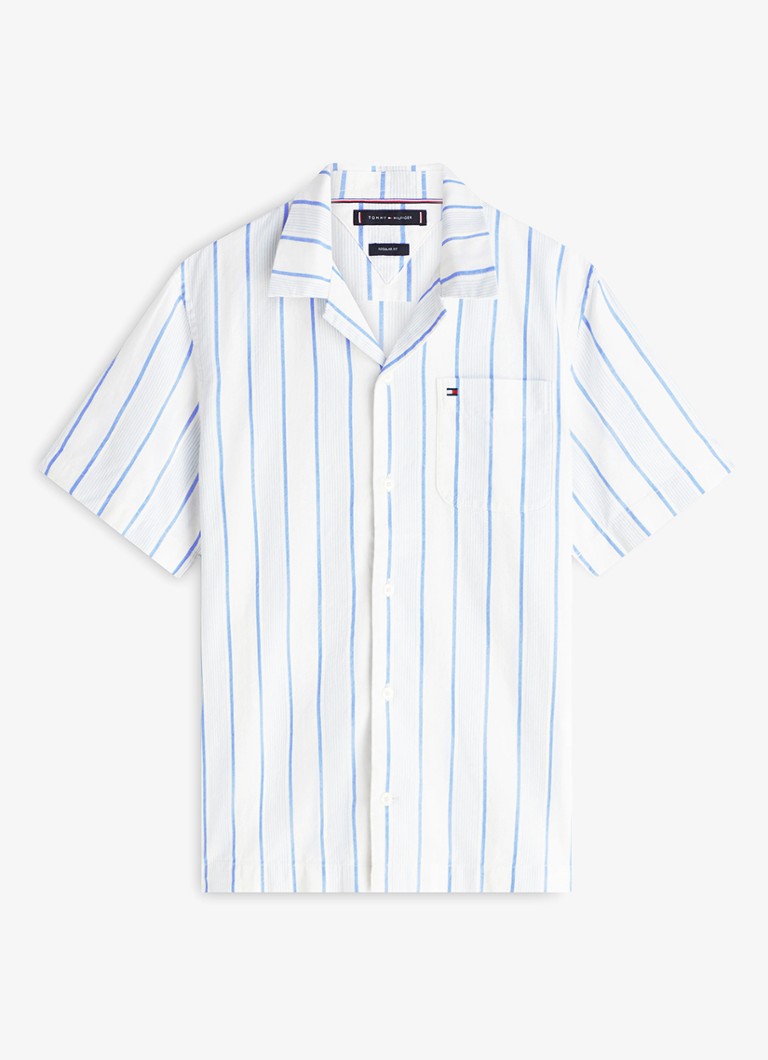 Tommy Hilfiger Heren Regular fit overshirt met streepprint in de kleur Blauw