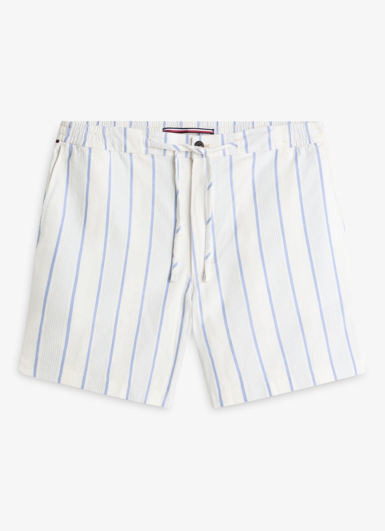 Tommy Hilfiger Heren Straight fit korte broek met streepprint in de kleur Blauw