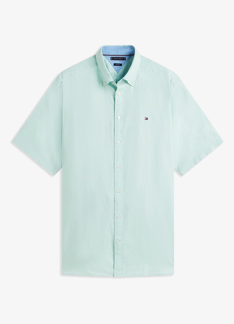 Tommy Hilfiger Heren Regular fit overhemd met logo in de kleur Mint