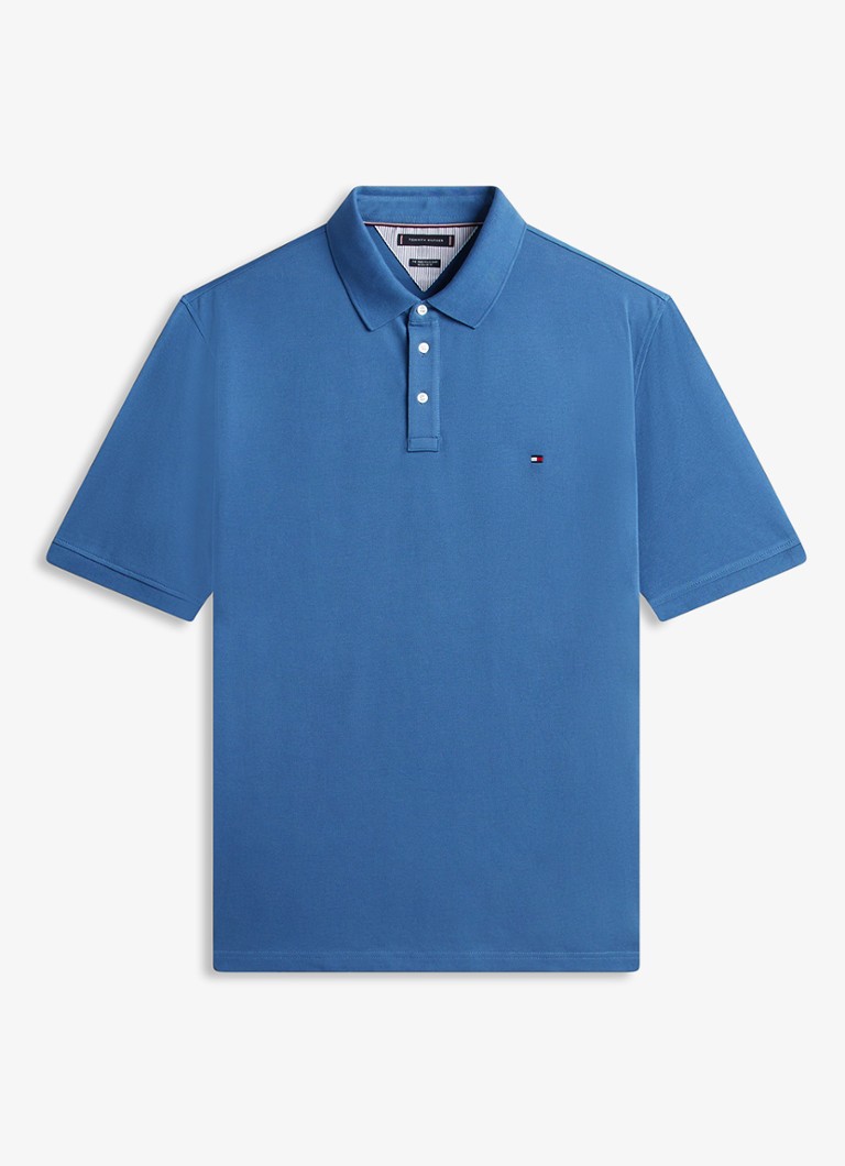 Tommy Hilfiger Heren Regular fit polo in katoenblend in de kleur Zeegroen