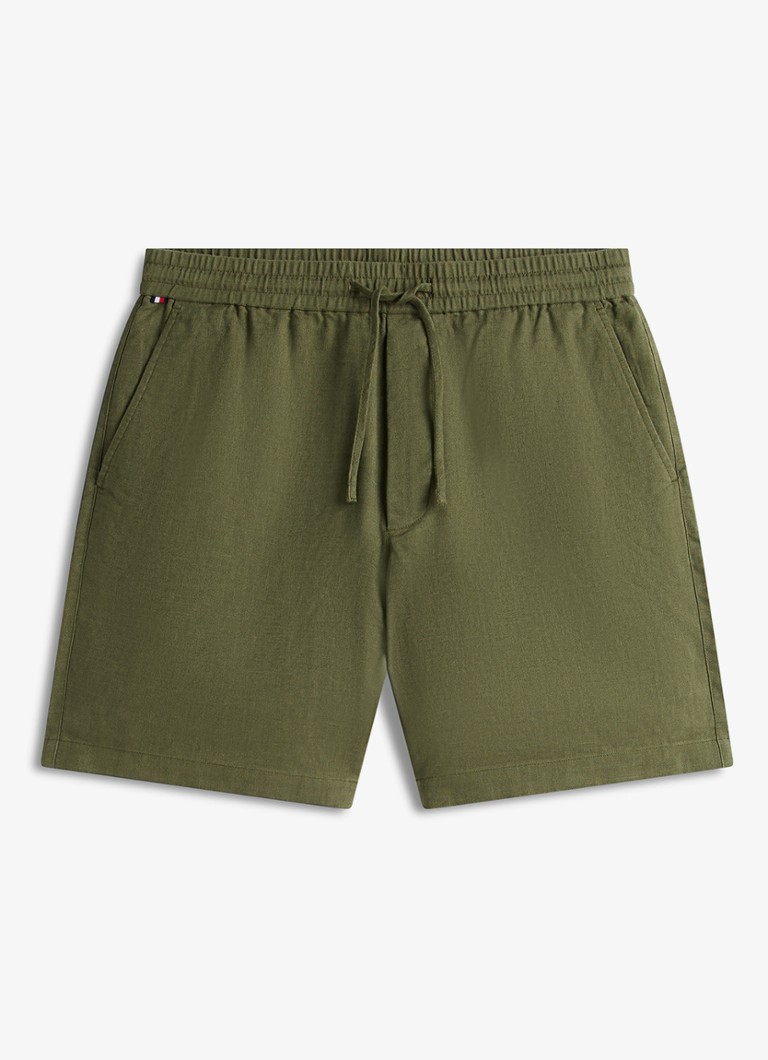 Tommy Hilfiger Heren Korte broek in linnenblend in de kleur Groen