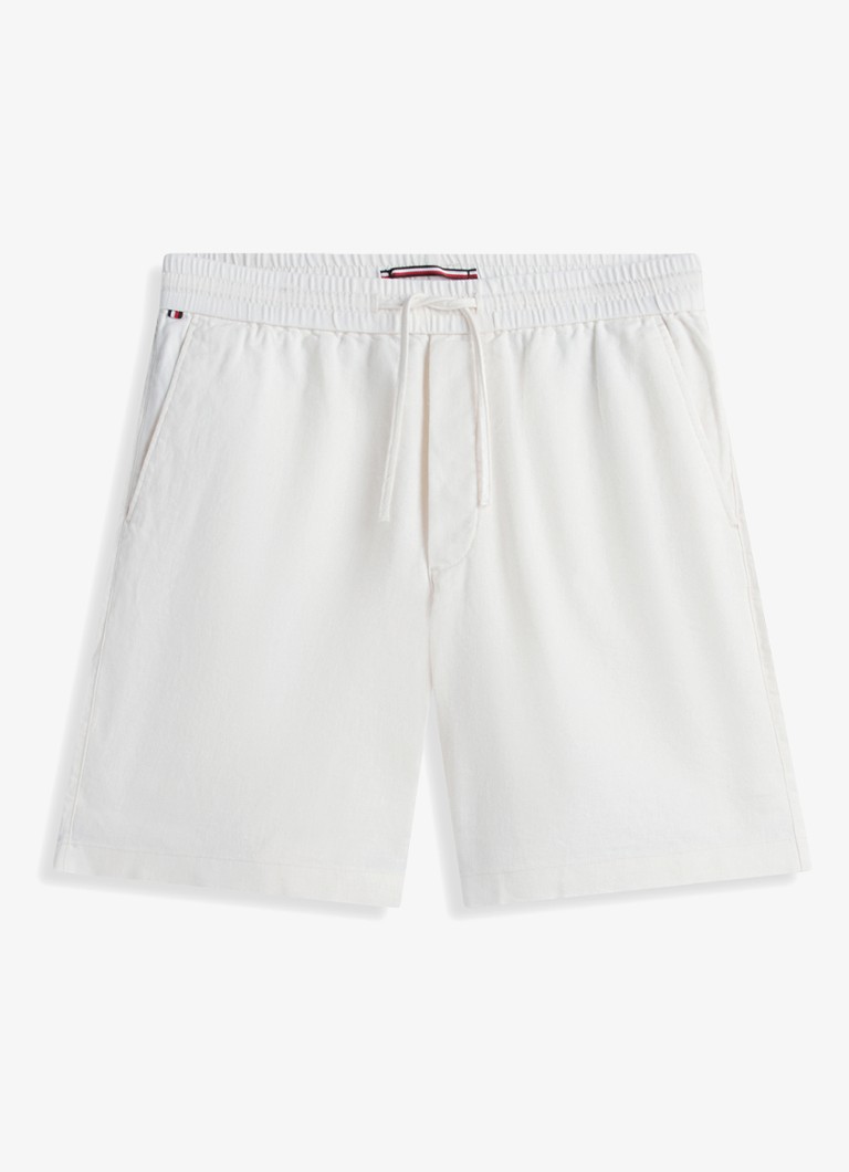 Tommy Hilfiger Heren Korte broek in linnenblend in de kleur Ivoor